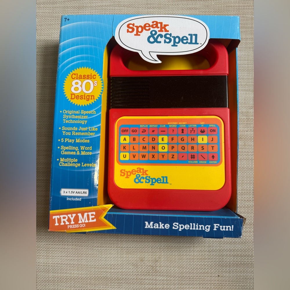 Speak & Spell Classic 80s Design Electronic Spelling Toy - Red & Yellow